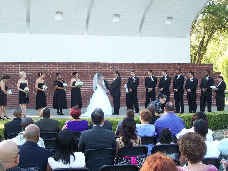 An outdoor wedding ceremony on the island
