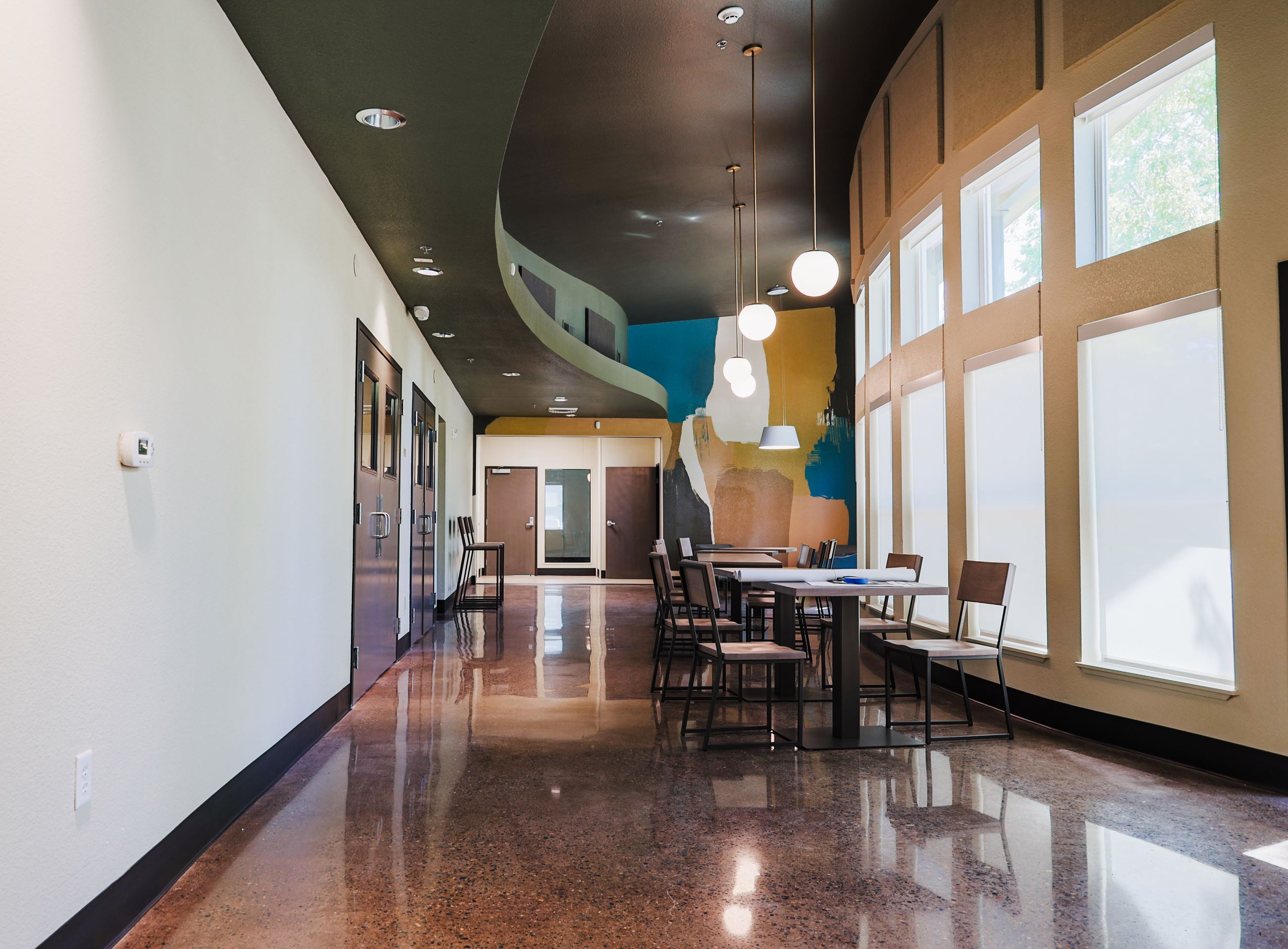 Albiani Recreation Center lobby with seating and gathering areas