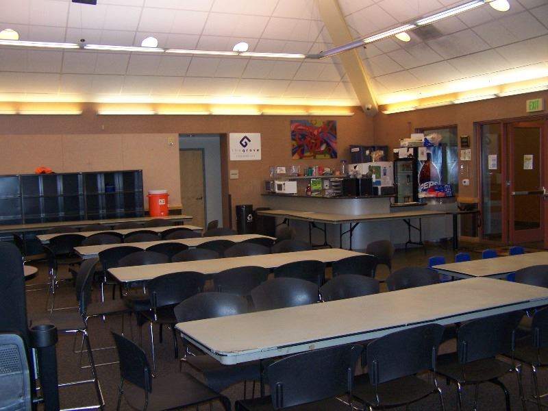 Tables and chairs are set up for a birthday party