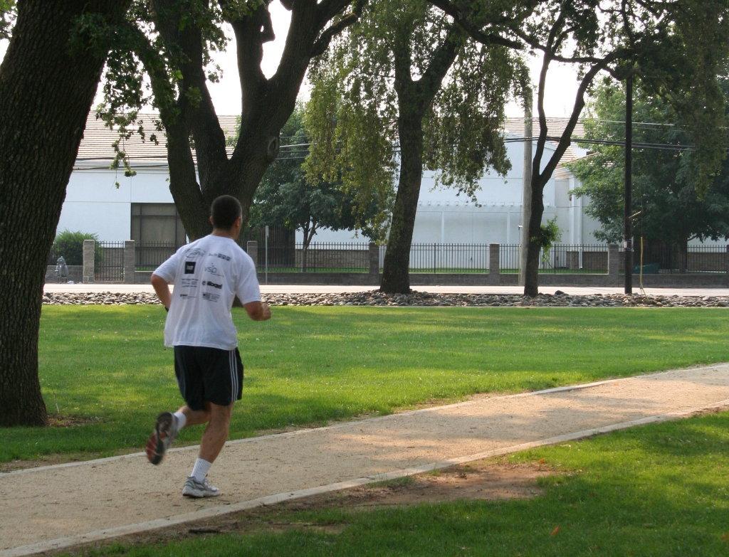 A man jogs on the Elk Grove Multi Use Trail
