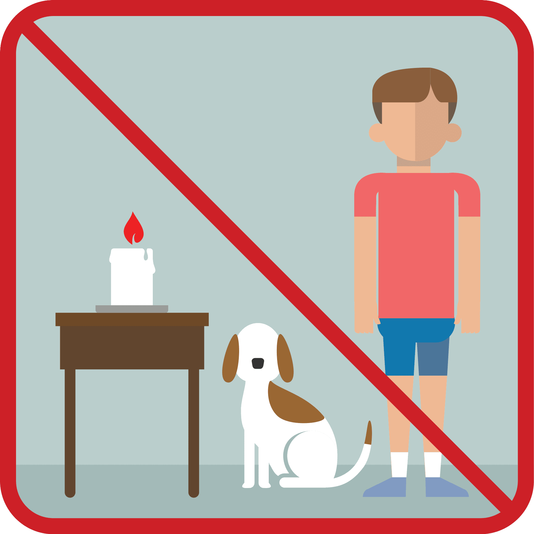 Never leave a candle lit with children and pets unsupervised